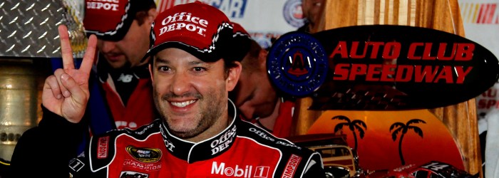 Stewart Wins at Auto Club Speedway